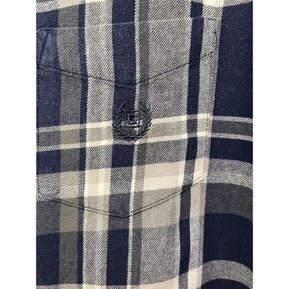 Chaps Brushed Flannel Shirt Mens‎ Large Blue Plaid button front Casual - Picture 5 of 8